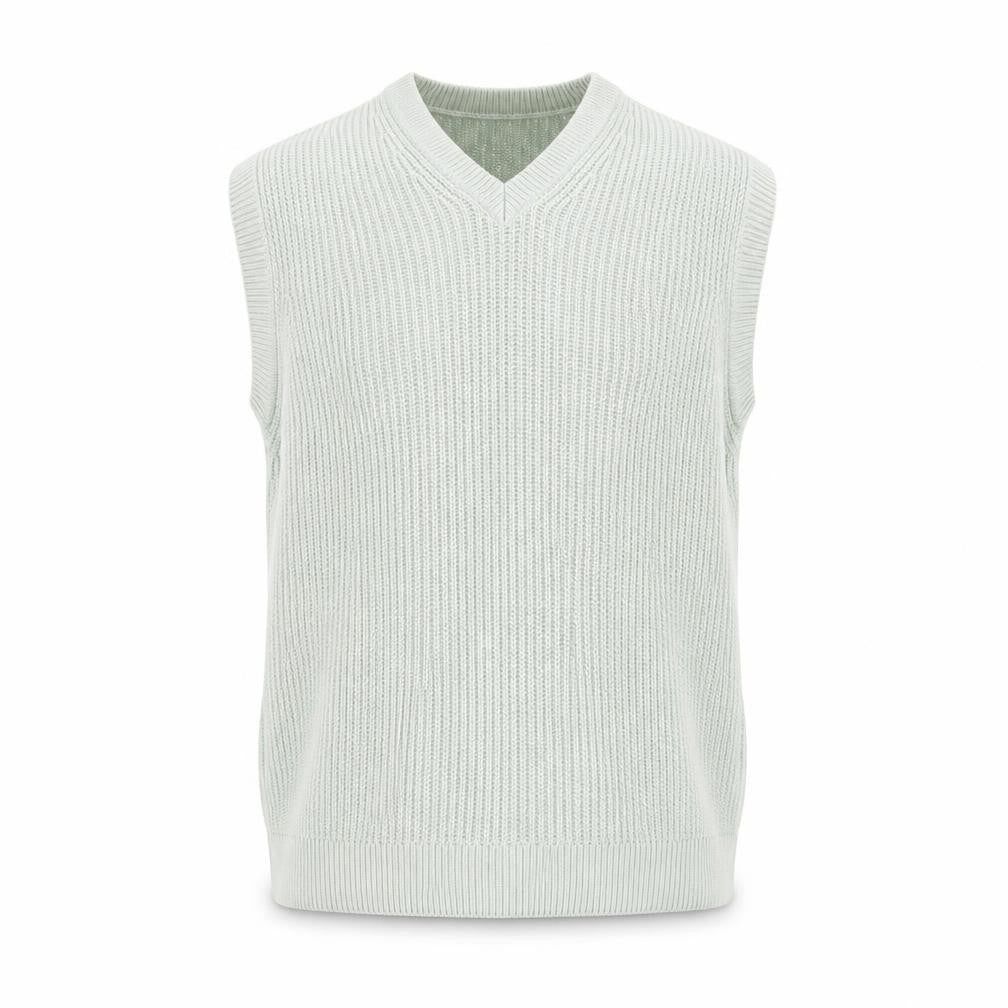 New Look Men Grey Acrylic V-Neck Knit Sleeveless Vest L