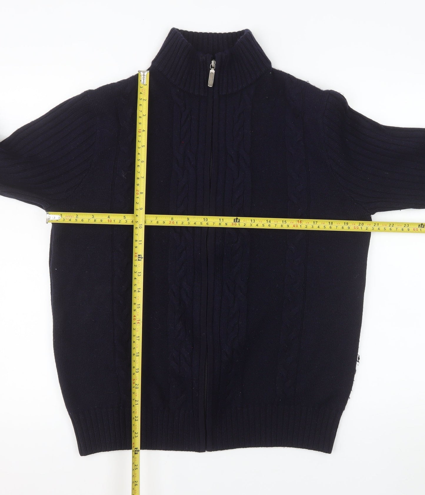 Bäumler Men’s Blue Wool Blend Full Zip Knit Jacket L