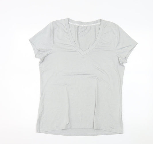 Mountain Warehouse Womens Grey V-Neck Short Sleeve Quick Dry T-Shirt Size L