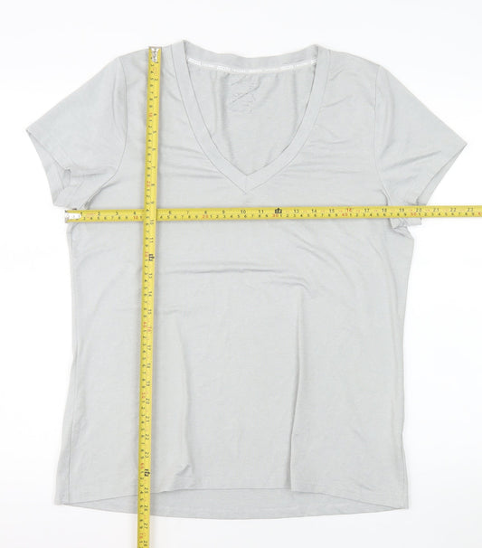 Mountain Warehouse Womens Grey V-Neck Short Sleeve Quick Dry T-Shirt Size L
