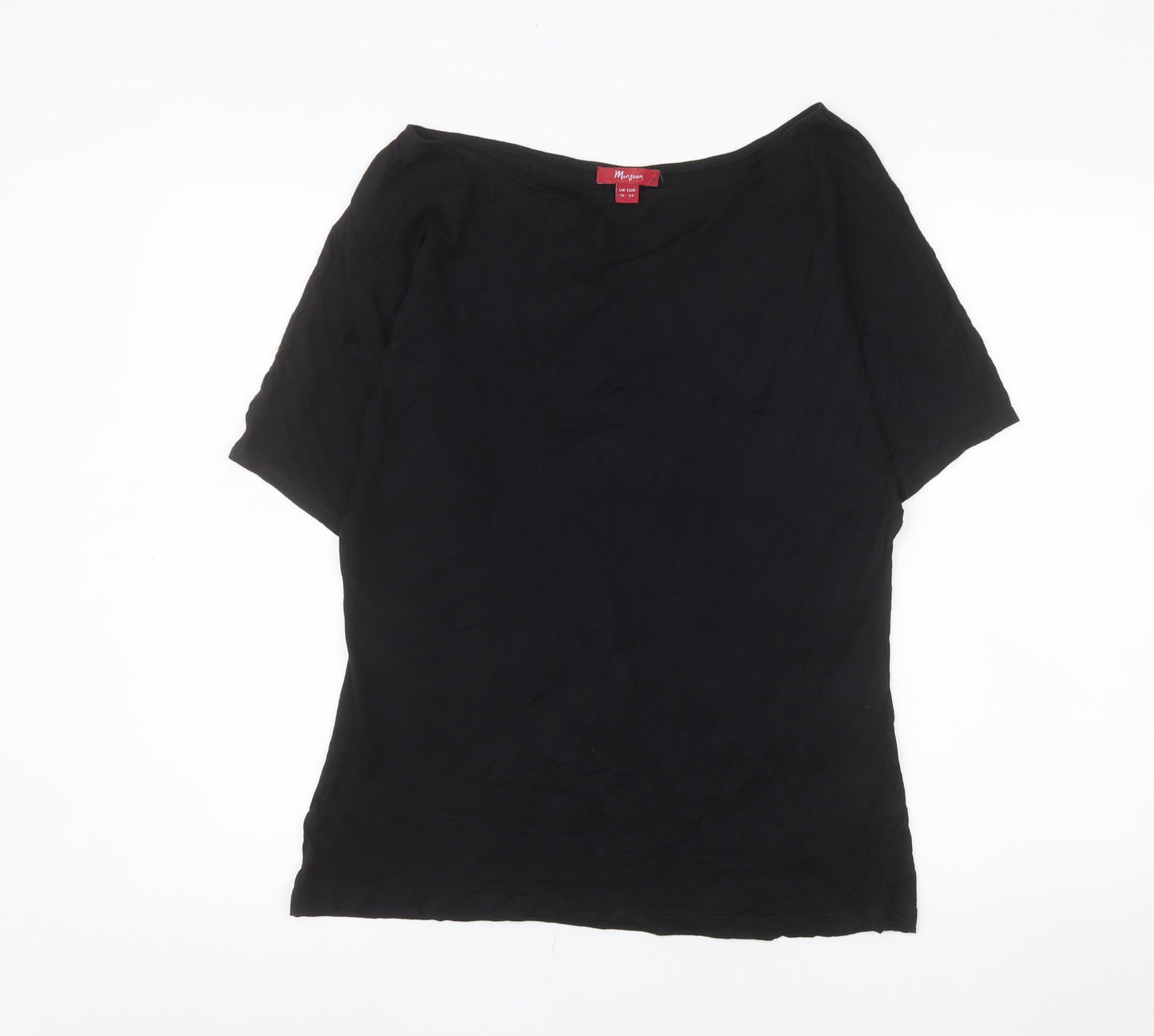 Monsoon Womens Black Size 16 Basic Modal Short Sleeve Blouse