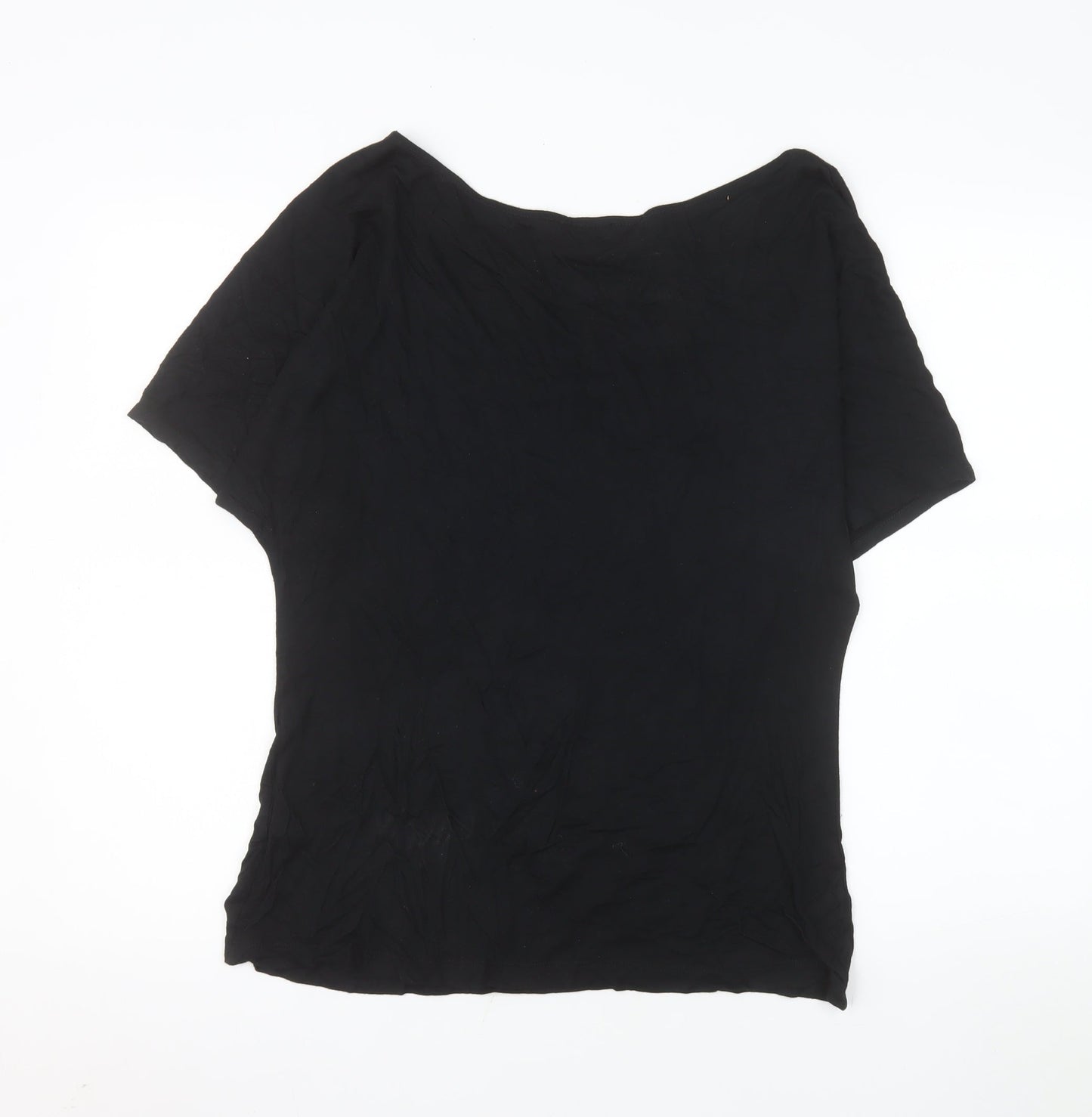 Monsoon Womens Black Size 16 Basic Modal Short Sleeve Blouse