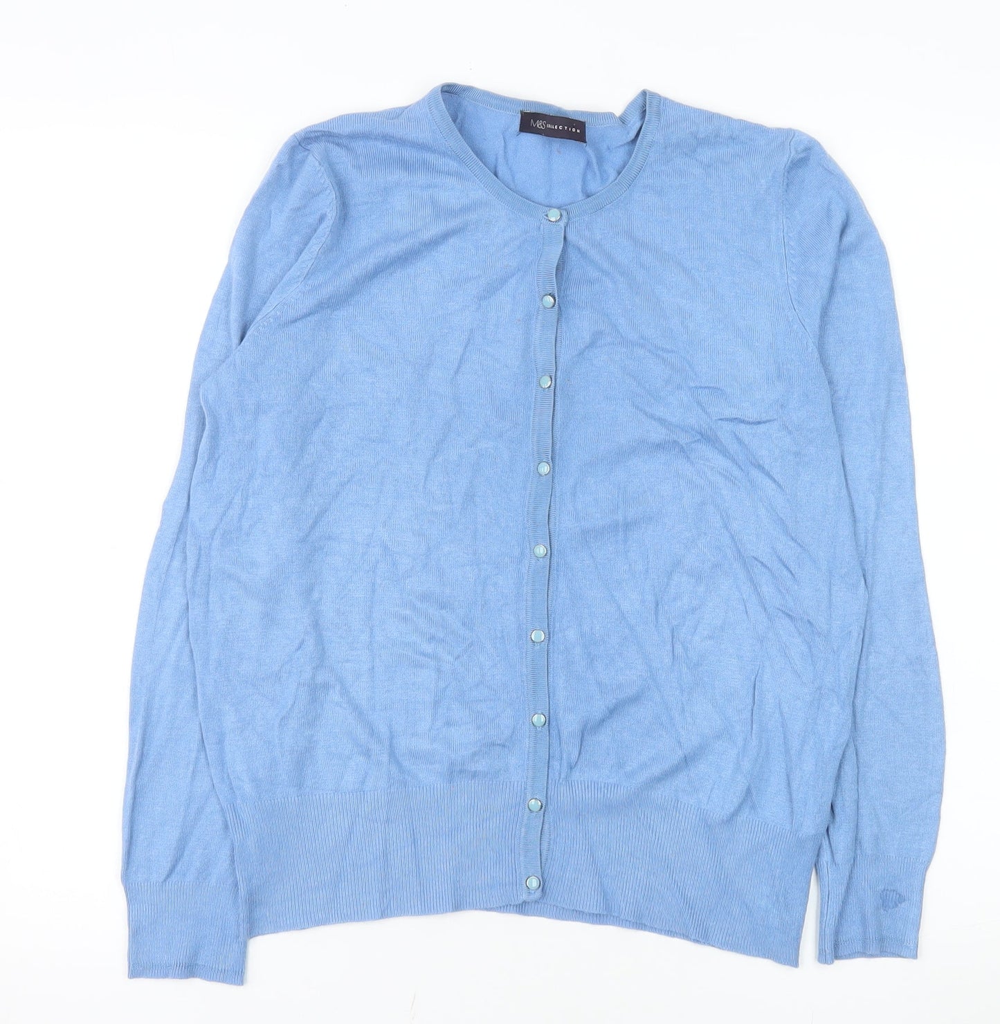 Marks and Spencer Womens Blue Size 14 Cardigan Knit Jumper