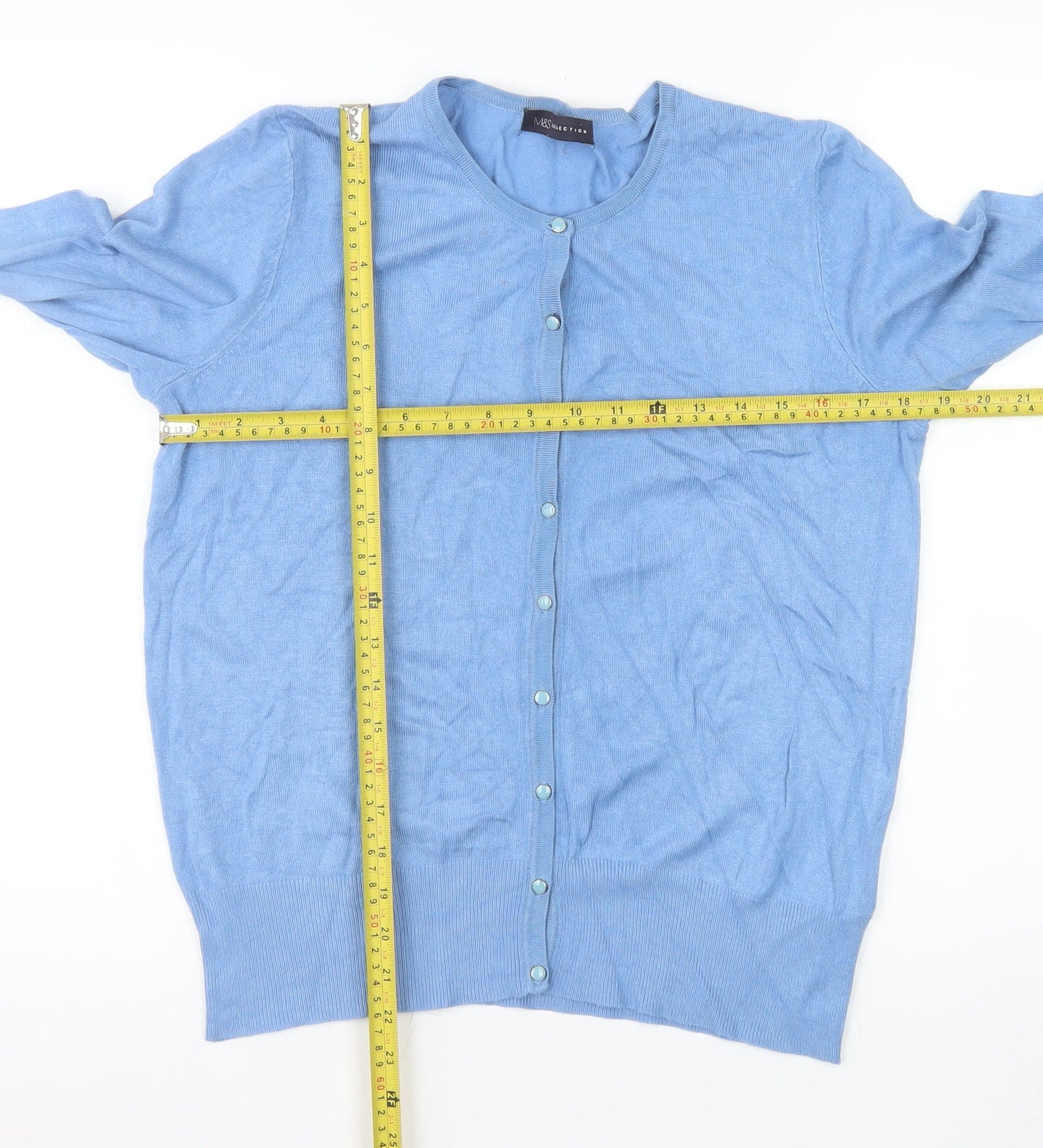 Marks and Spencer Womens Blue Size 14 Cardigan Knit Jumper