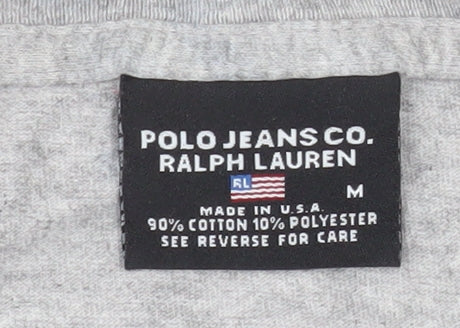 Ralph Lauren Polo Jeans Grey Men's M Vintage Logo Graphic T-Shirt