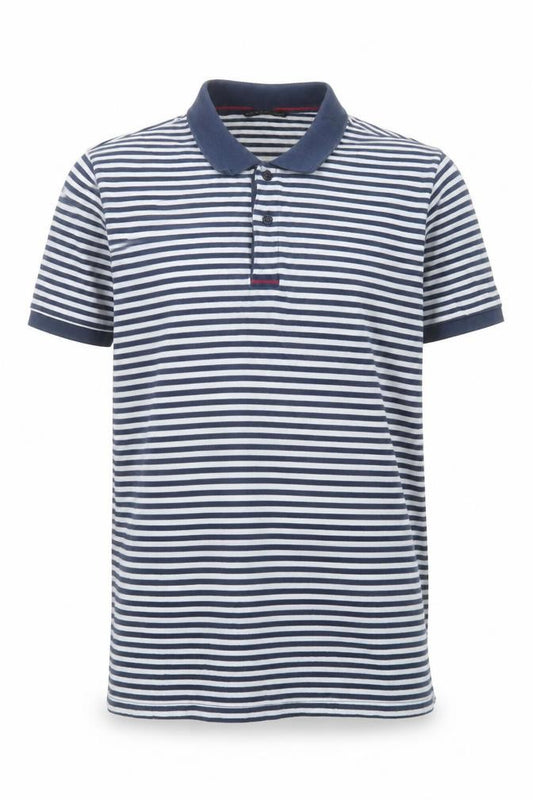 Mudo Collection Men's Blue Striped Cotton Polo Shirt Size L