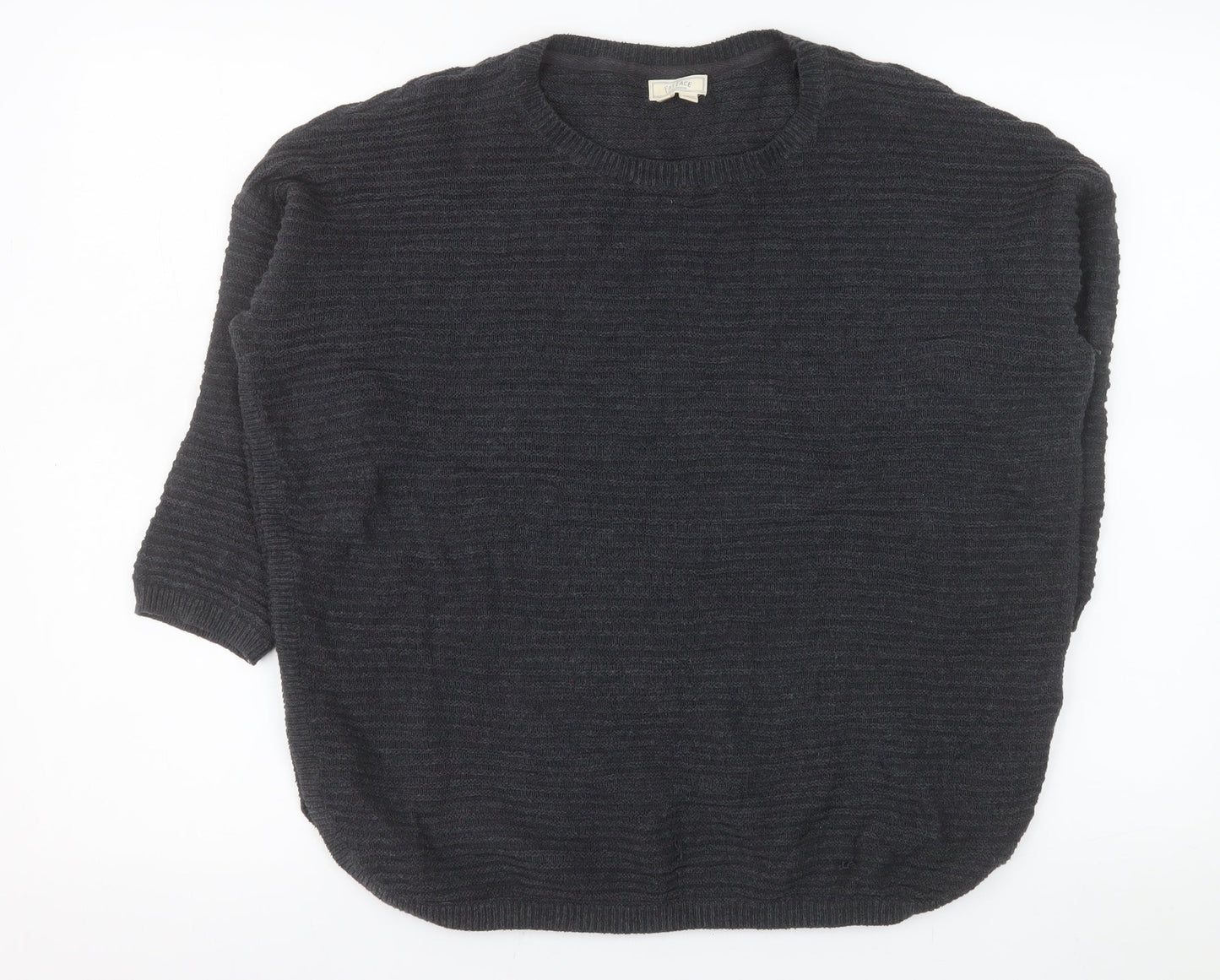 Fat Face Women's Black Cotton Knit Relaxed Pullover Jumper Size 14