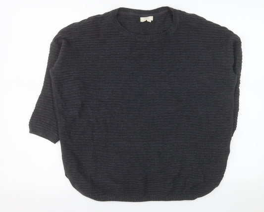 Fat Face Women's Black Cotton Knit Relaxed Pullover Jumper Size 14