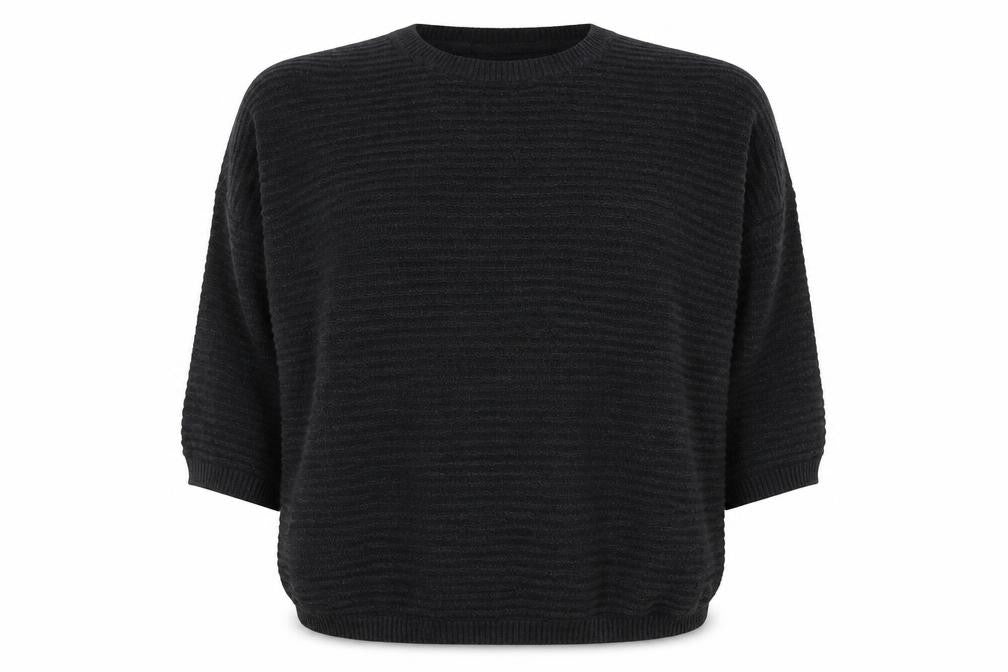 Front view of FatFace Women's Black Cotton Knit Relaxed jumper, size 14