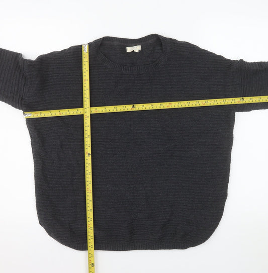 Fat Face Women's Black Cotton Knit Relaxed Pullover Jumper Size 14