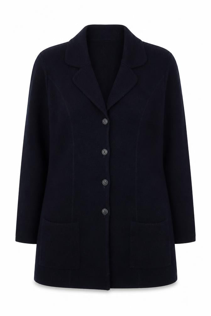 Marks & Spencer Women Black Wool Blend Mid-Length Blazer UK 14