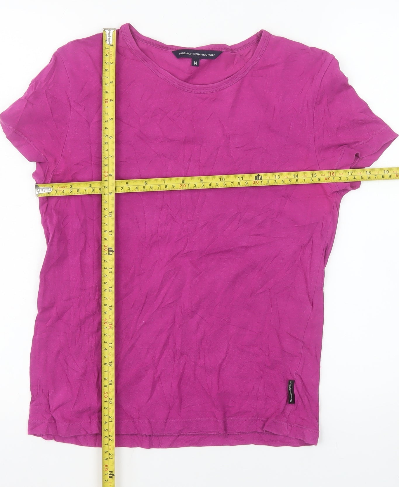 French Connection Women's Pink Cotton Stretch T-Shirt M