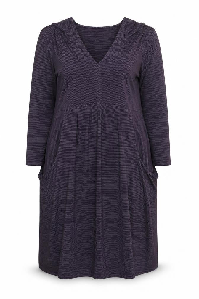Kaliko Women’s Purple Striped Jersey V-Neck Shift Dress Size 14