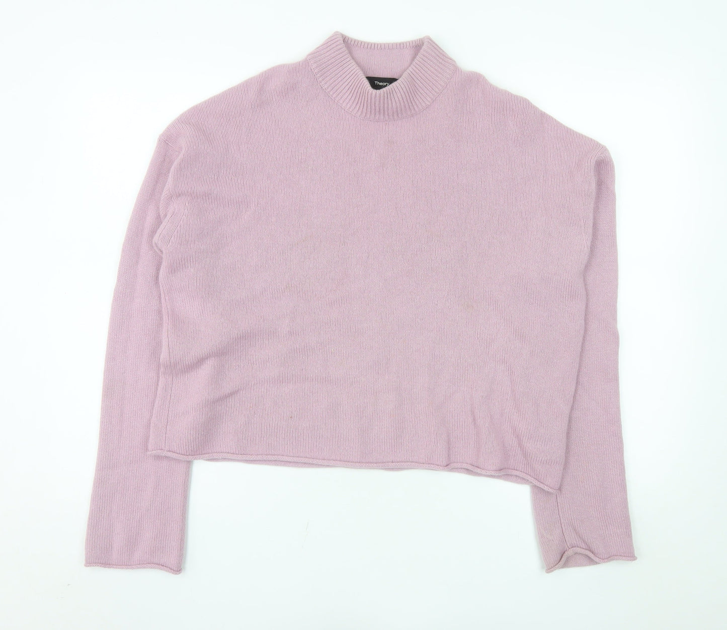Theory Womens Pink Cashmere Mock Neck Long Sleeve Jumper L
