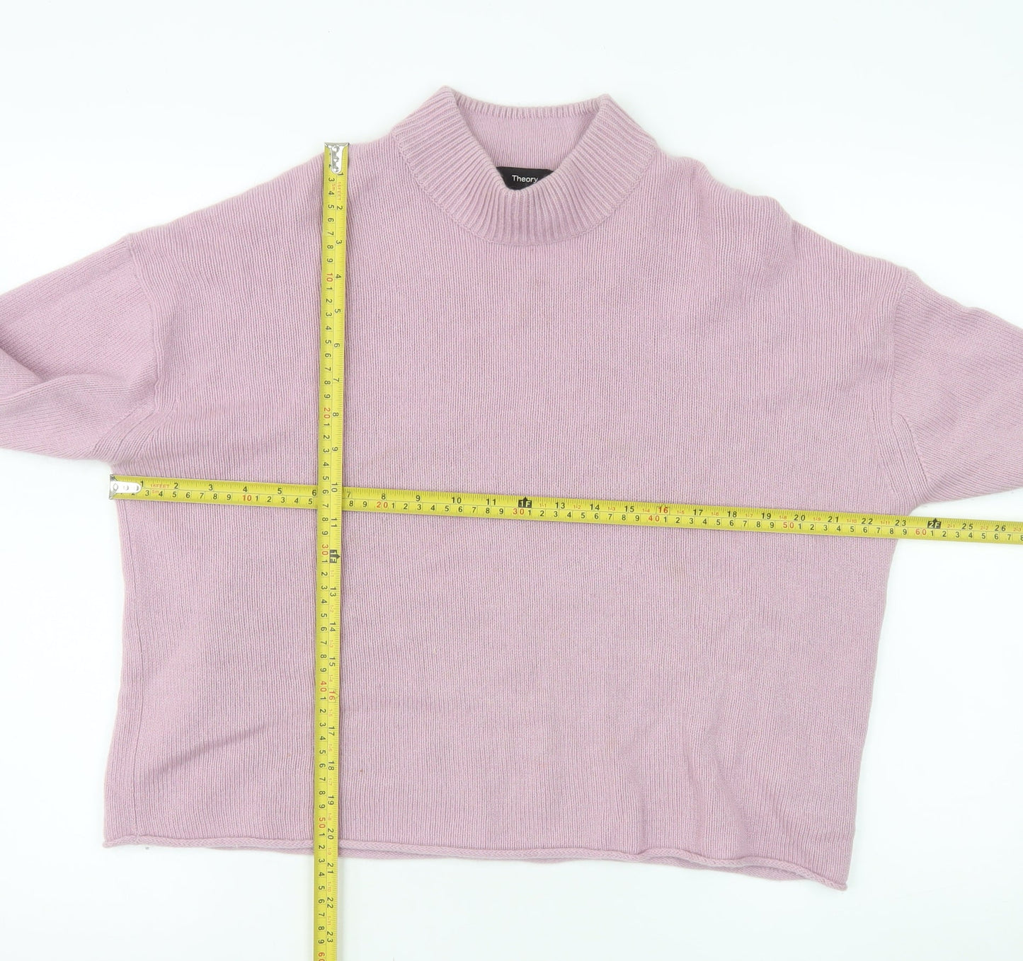 Theory Womens Pink Cashmere Mock Neck Long Sleeve Jumper L
