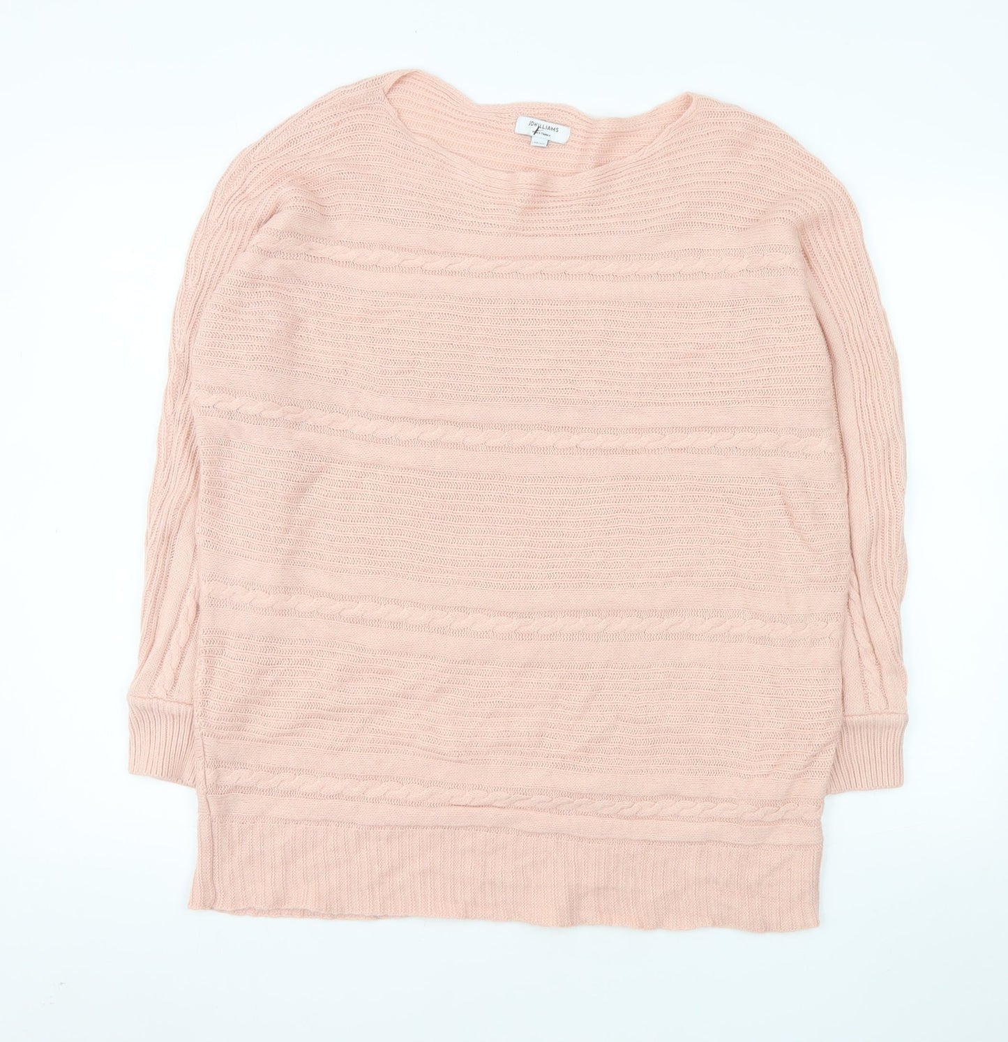 JD Williams Women's Pink Acrylic Crew Neck 3/4 Sleeve Pullover Jumper Size 16