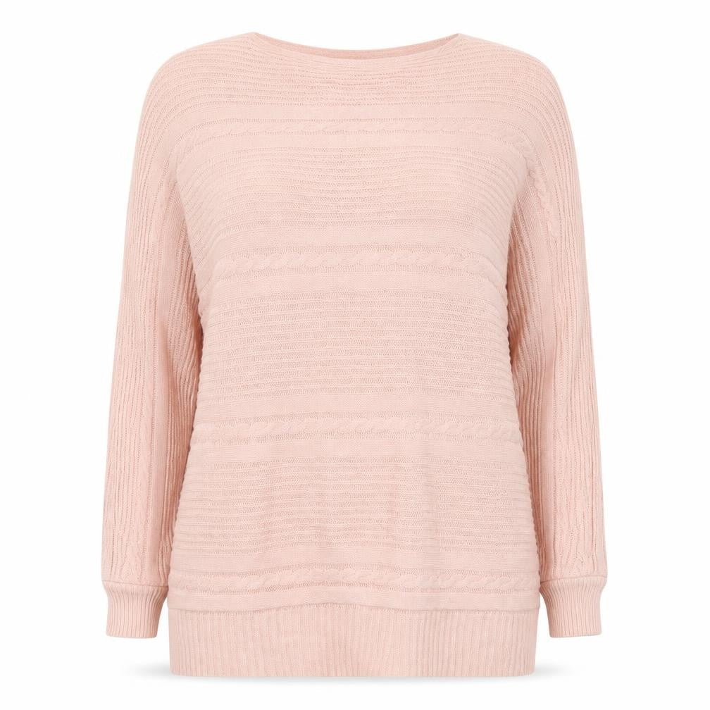 JD Williams Women's Pink Acrylic Crew Neck 3/4 Sleeve Pullover Jumper Size 16