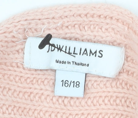 JD Williams Women's Pink Acrylic Crew Neck 3/4 Sleeve Pullover Jumper Size 16