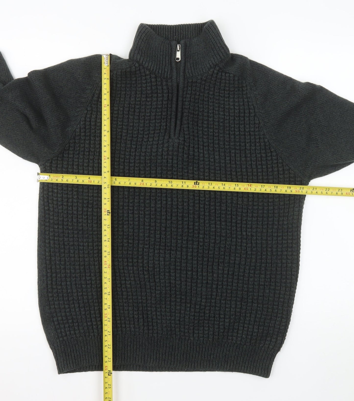 Tu Men’s Grey 1/4 Zip Knit Pullover Sweater Size M