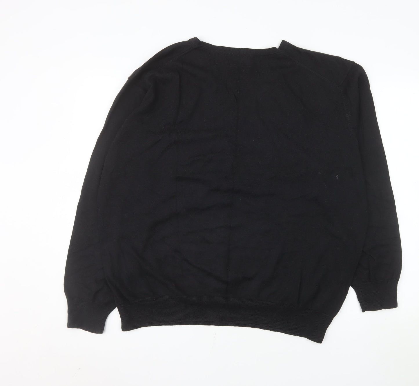 Jeff Banks Men’s Black Cotton Cashmere V-Neck Jumper XL Classic Fit