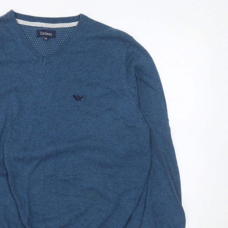 Additional view of Emblems Men Blue 2XL V-Neck jumper Classic Knit