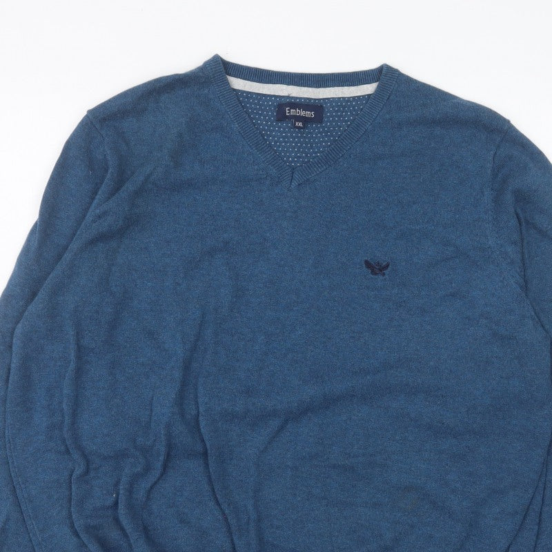 Additional view of Emblems Men Blue 2XL V-Neck jumper Classic Knit