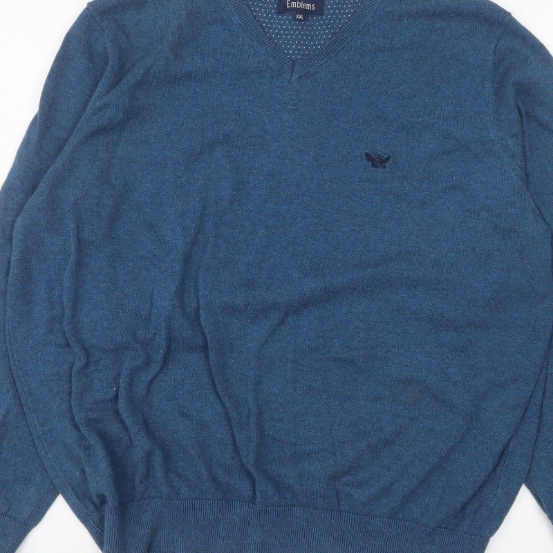 Additional view of Emblems Men Blue 2XL V-Neck jumper Classic Knit
