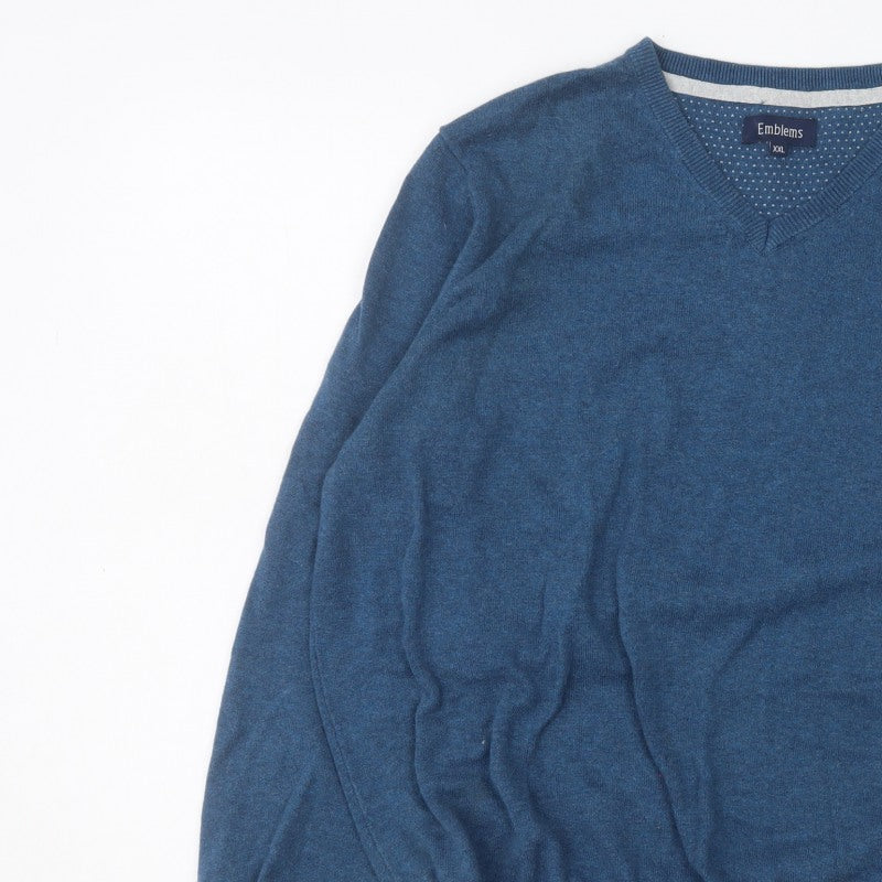 Additional view of Emblems Men Blue 2XL V-Neck jumper Classic Knit