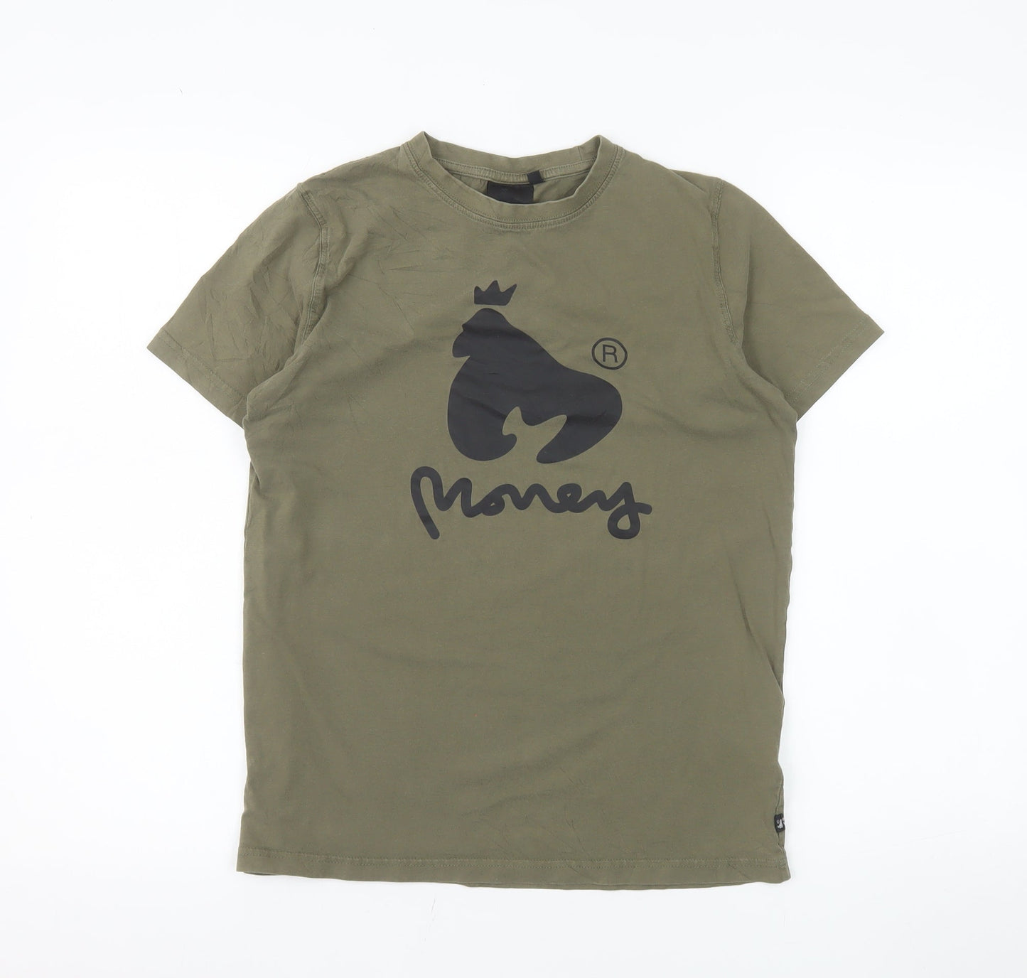 Money Boys Green Graphic Print T-Shirt 12-13 Years Cotton Crew Neck
