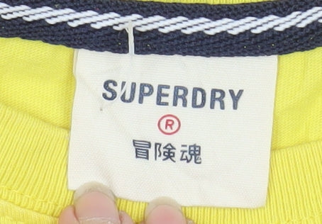 Superdry Women's Yellow Basic Cotton T-Shirt Size 8