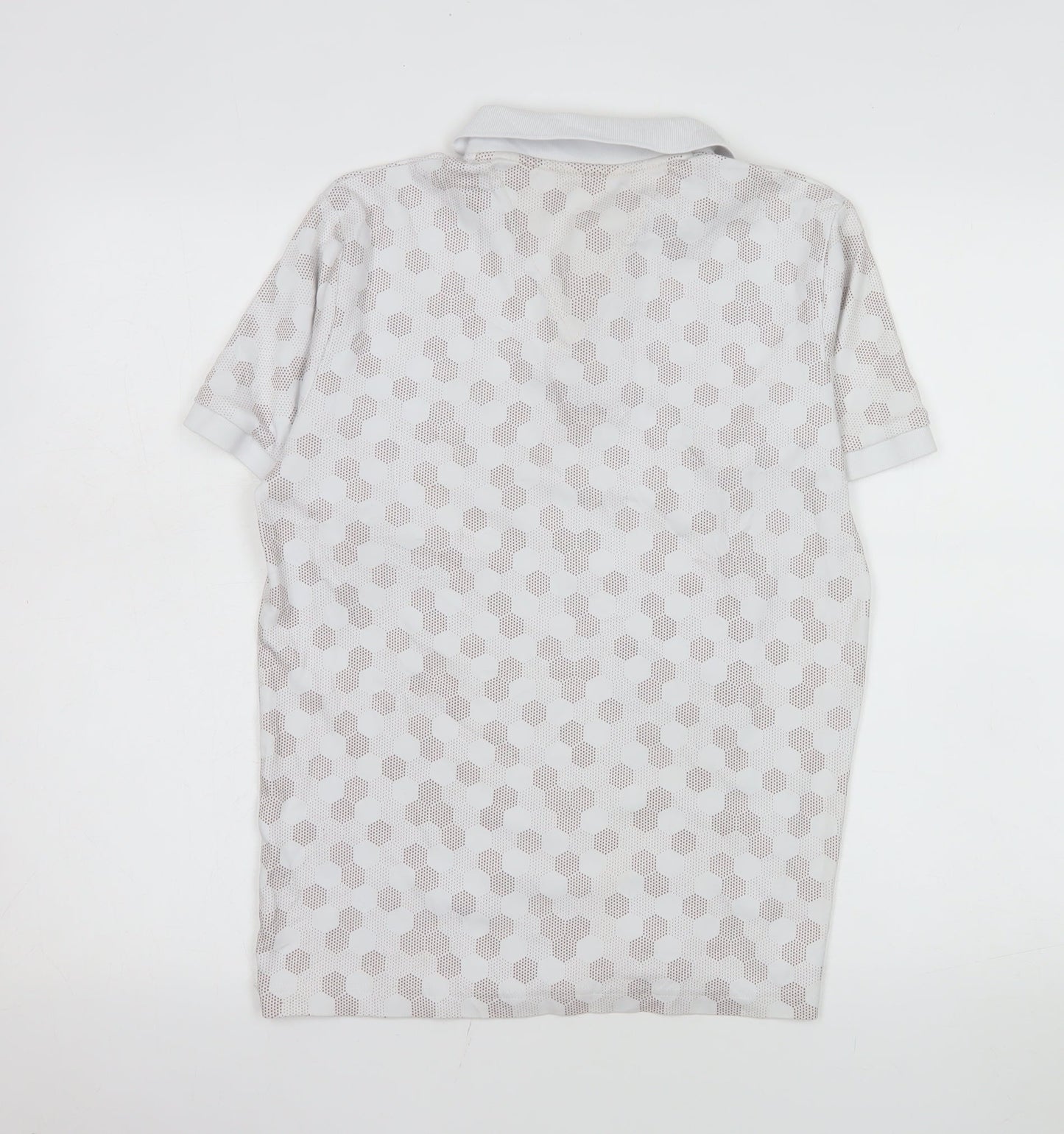 Hugo Boss Men's White Geometric Cotton Polo Shirt Size M