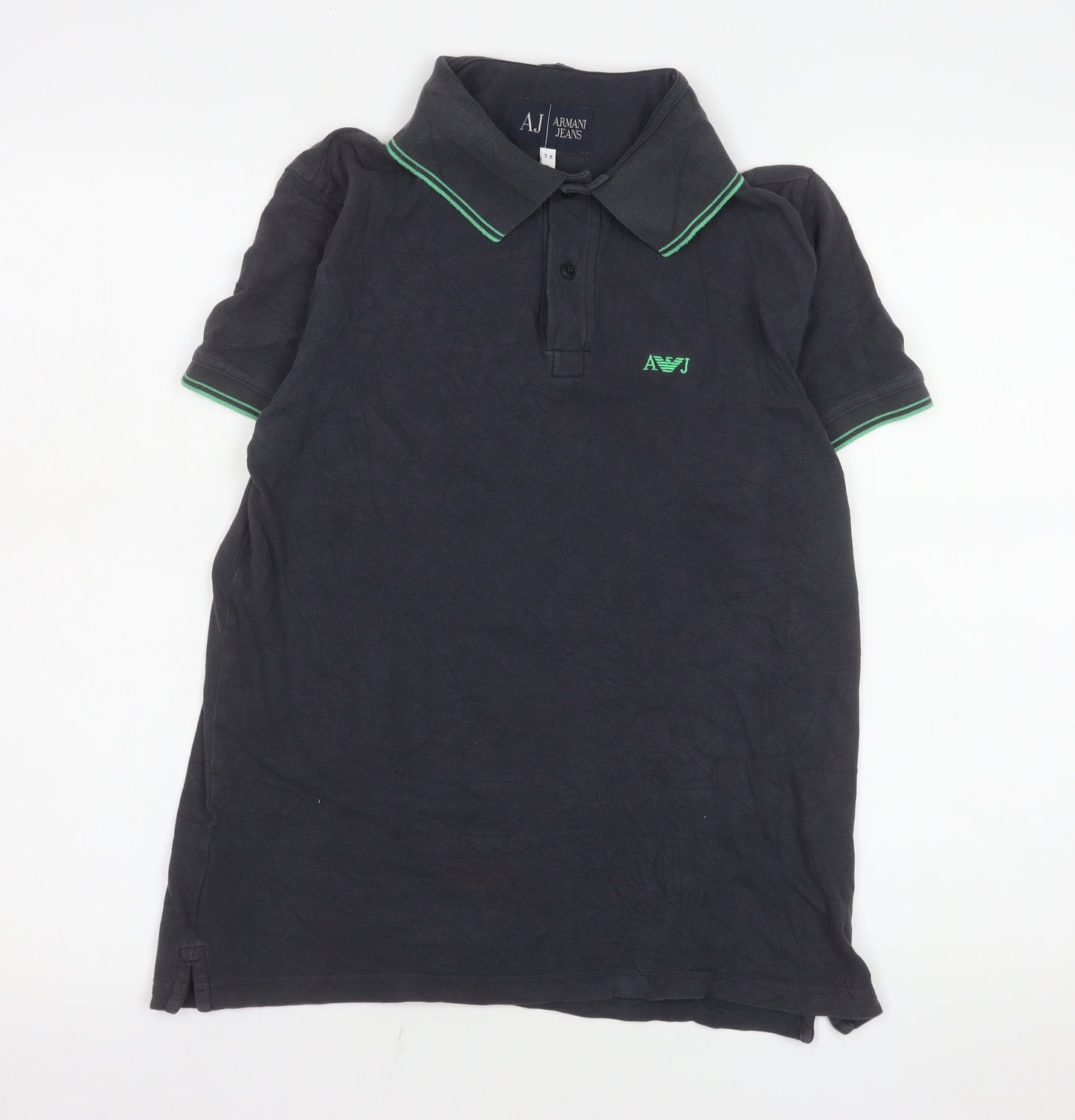 Armani Jeans Men's Black Collared Short Sleeve Cotton Polo M