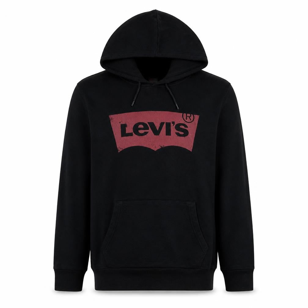 Front view of Levi's Men's Black Logo Pullover Hoodie L Regular Fit