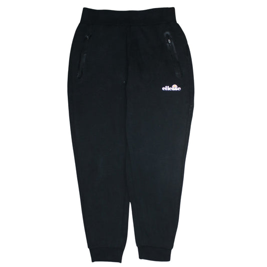 Ellesse Men Black Jogger Trousers L Regular Fleece Logo Zip Pockets