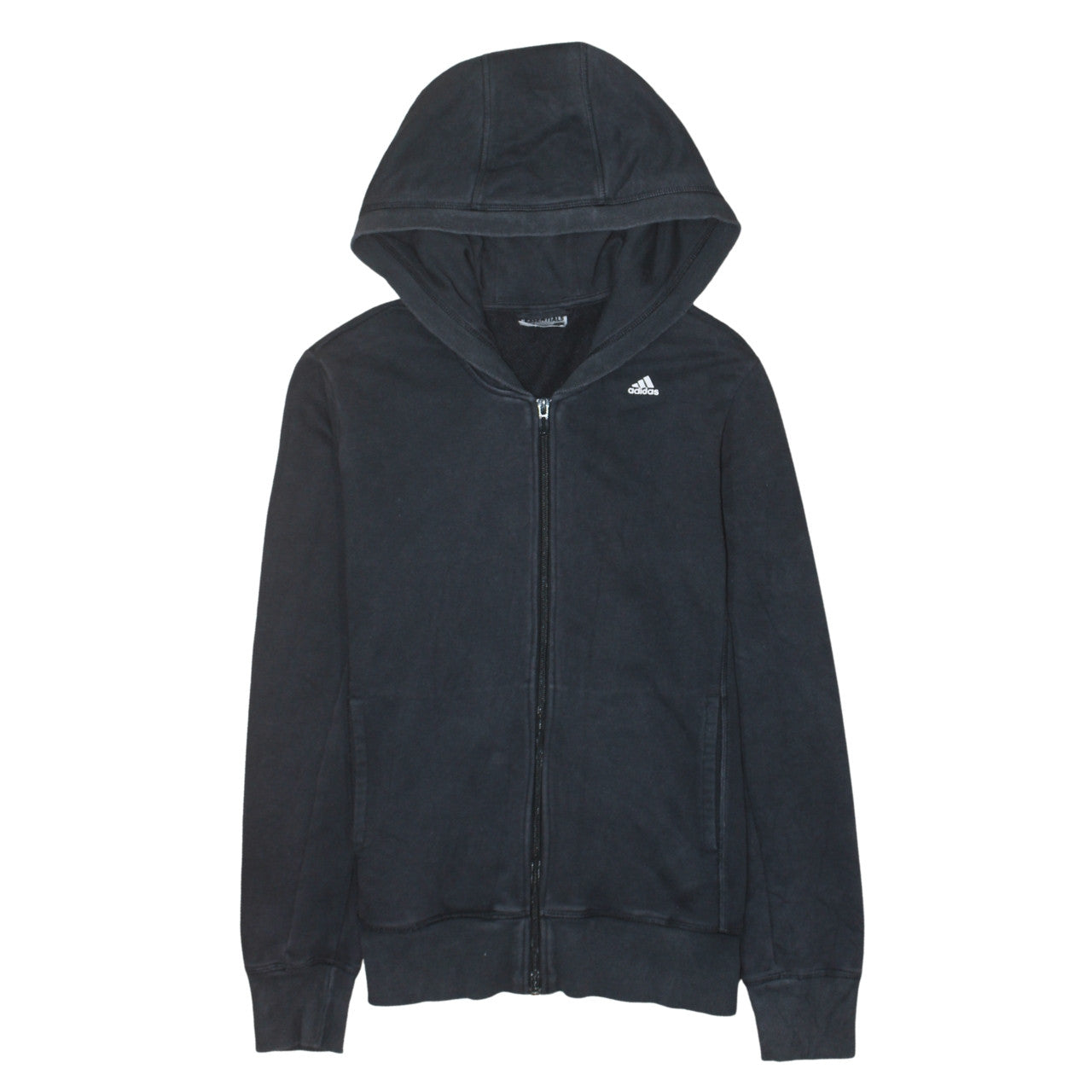 Adidas Womens Black Full Zip Hoodie Medium 12-14 Climalite Sweatshirt