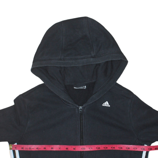 Adidas Womens Black Full Zip Hoodie Medium 12-14 Climalite Sweatshirt