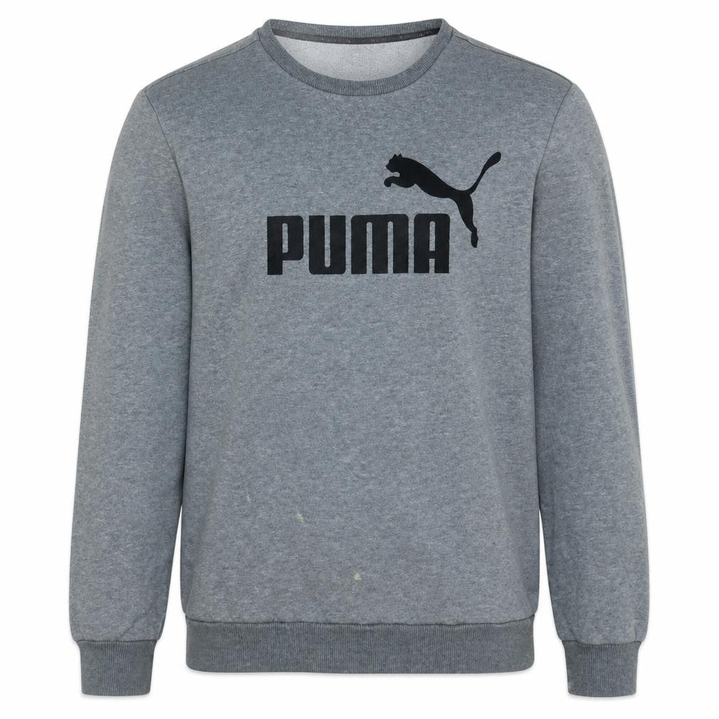 Puma Men's Grey Crew Neck Logo Pullover Sweatshirt Size M