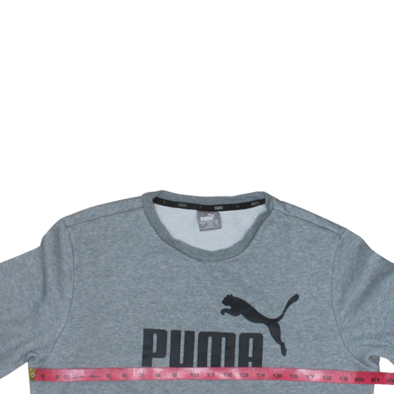 Puma Men's Grey Crew Neck Logo Pullover Sweatshirt Size M
