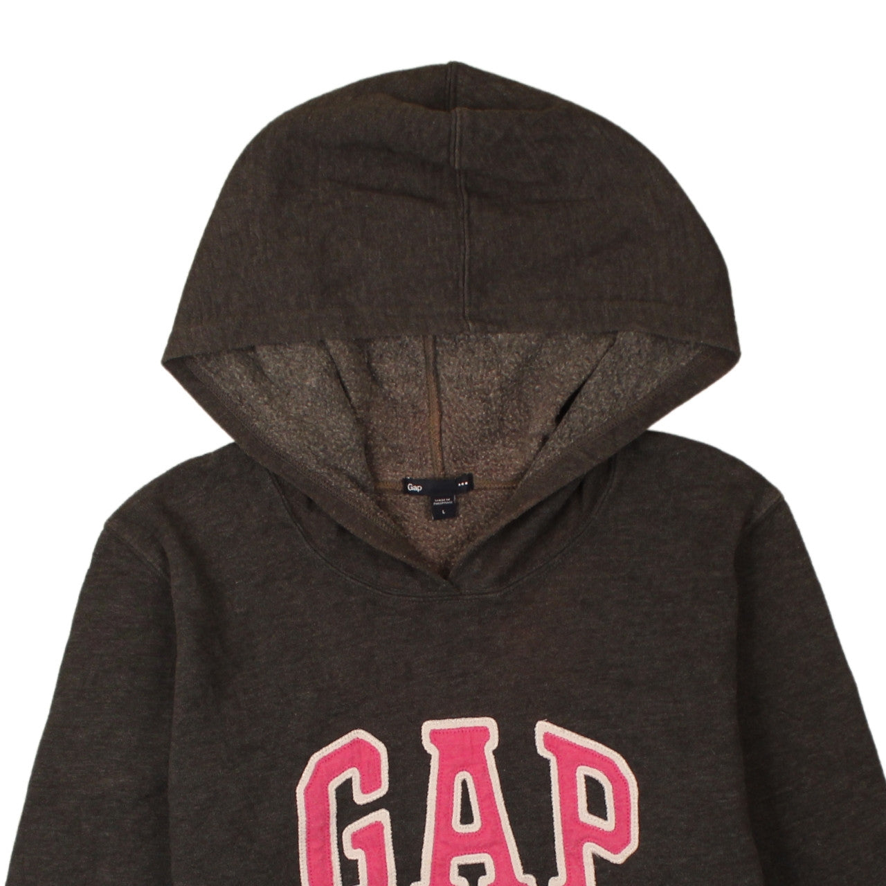 GAP Womens Brown Pullover Hoodie L Logo Cotton Blend Casual