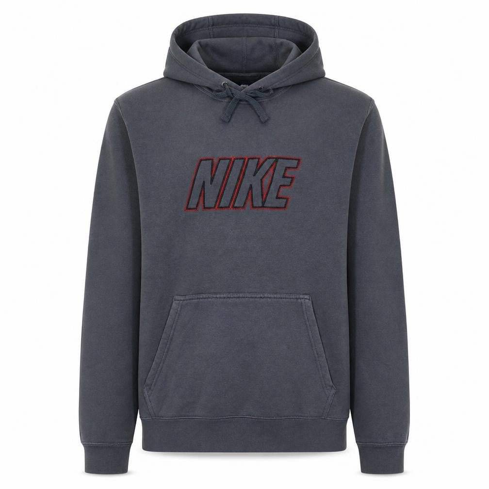 Nike Men’s Grey Pullover Hoodie M Embroidered Logo Fleece Sweatshirt