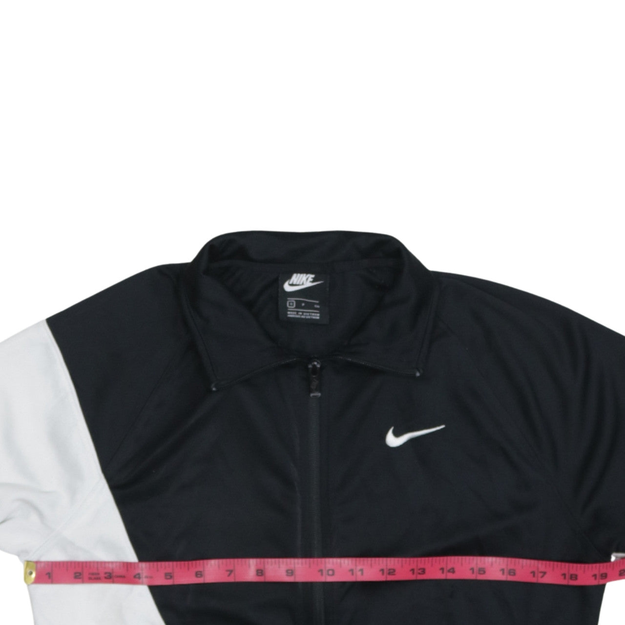 Nike Men's Black and White Full Zip Sweatshirt Small