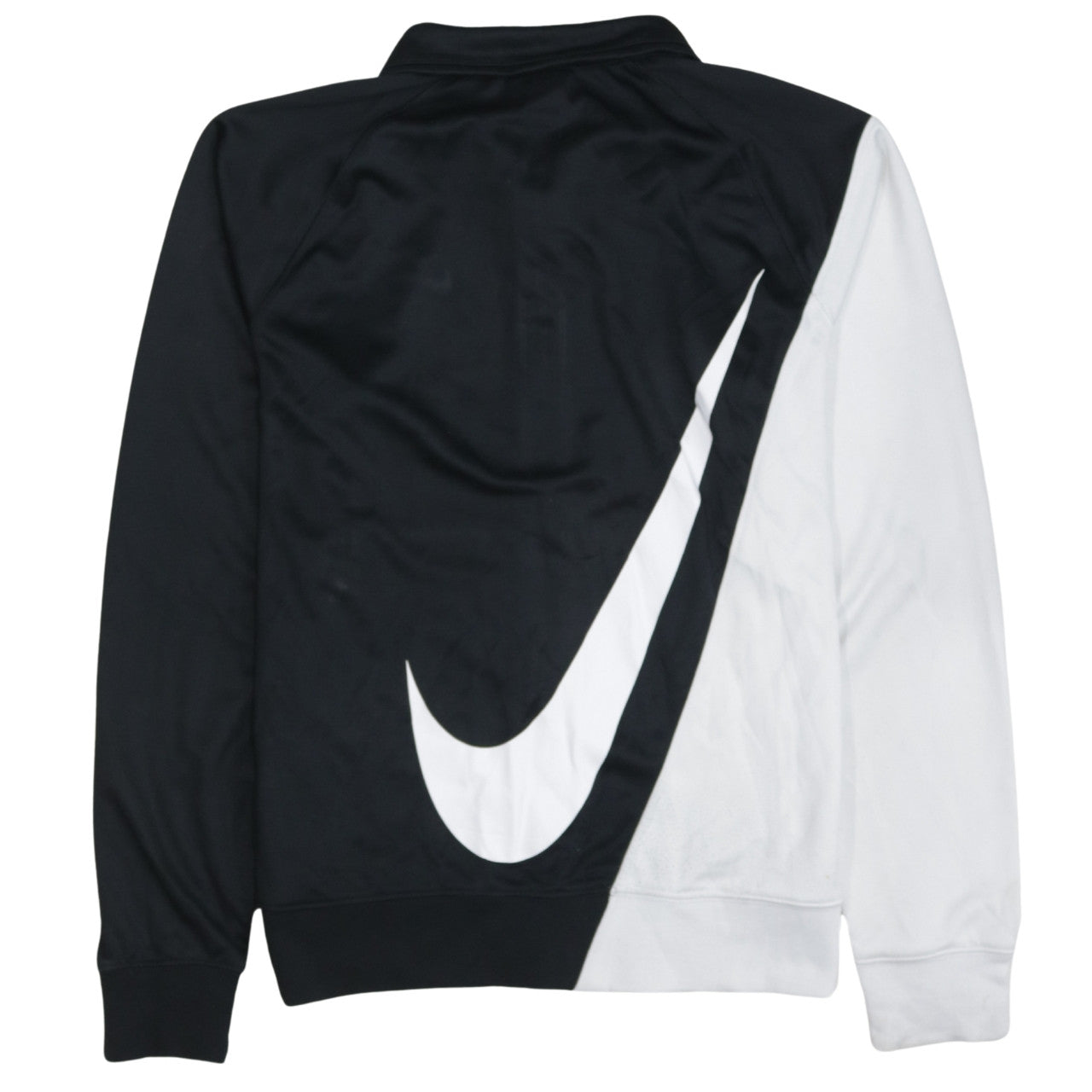 Nike Men's Black and White Full Zip Sweatshirt Small