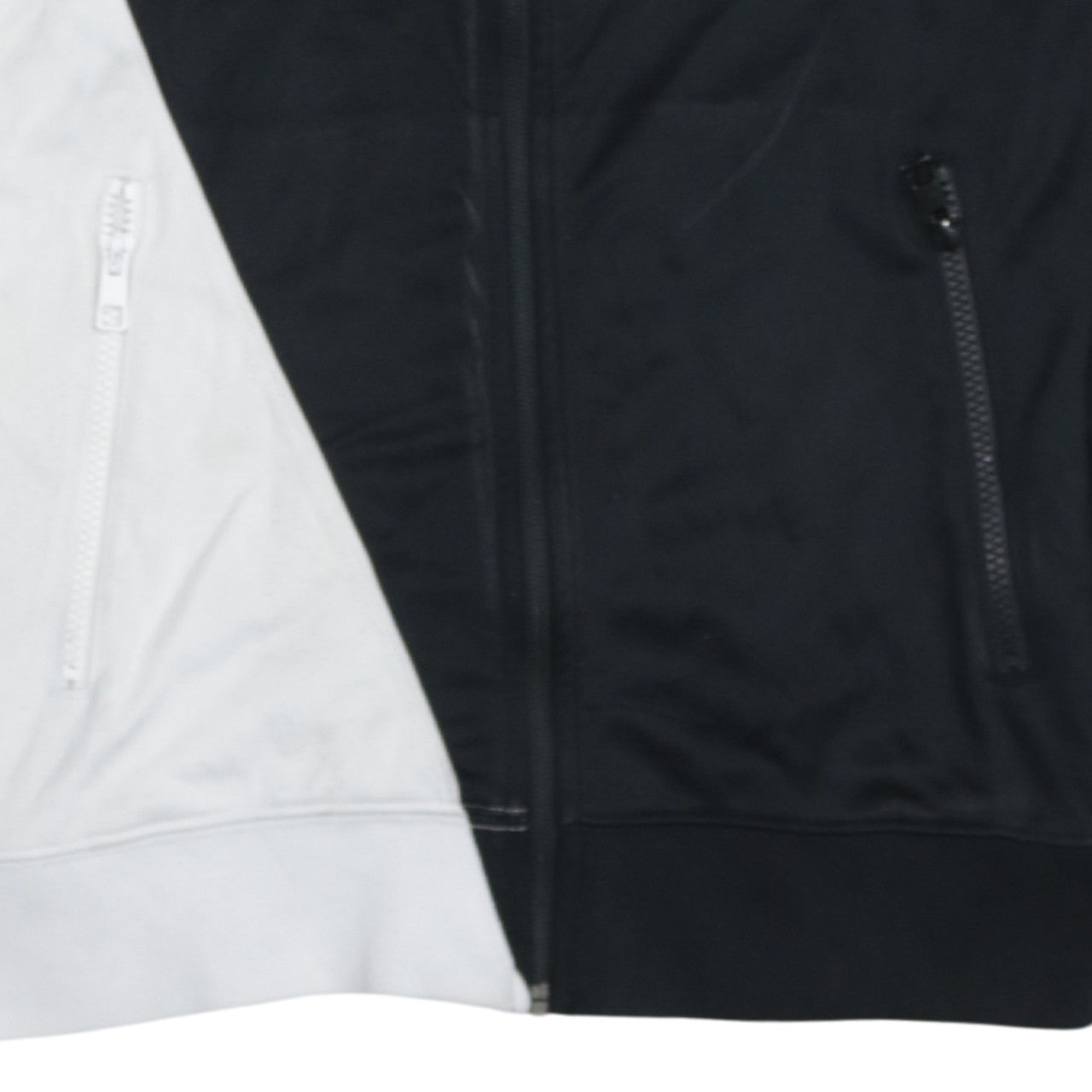 Nike Men's Black and White Full Zip Sweatshirt Small