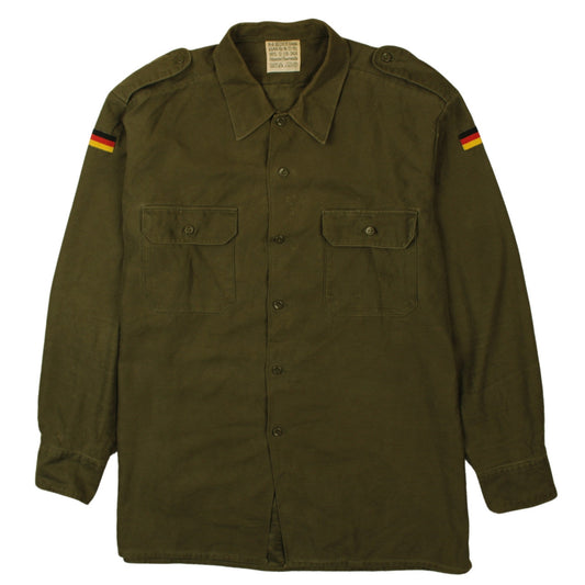 R+A Becker Mens Green Army Long Sleeve Button-Up Shirt Size 17
