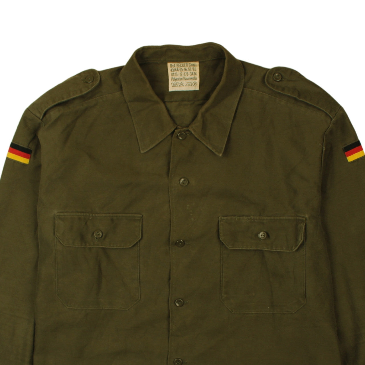 R+A Becker Mens Green Army Long Sleeve Button-Up Shirt Size 17