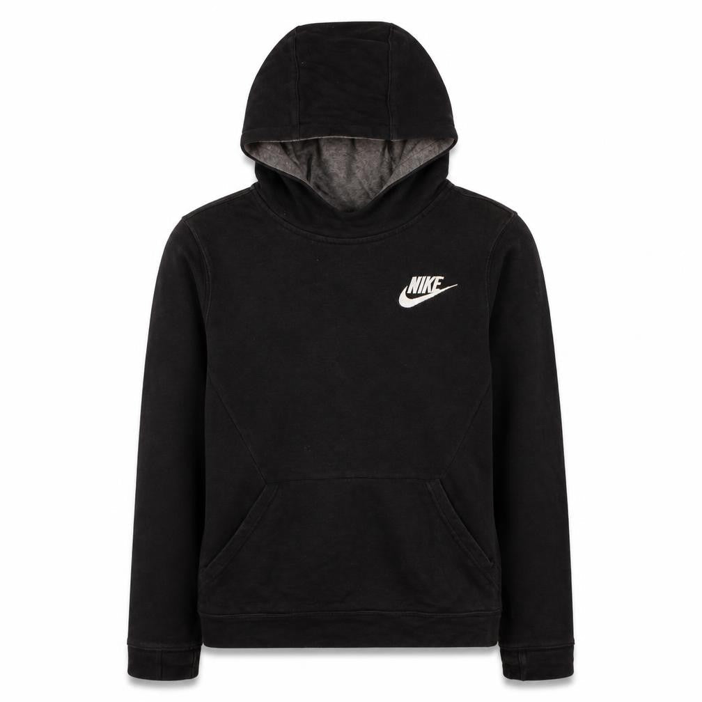 Nike Boys Black Pullover Hoodie L Logo Print Cotton Blend Sweatshirt