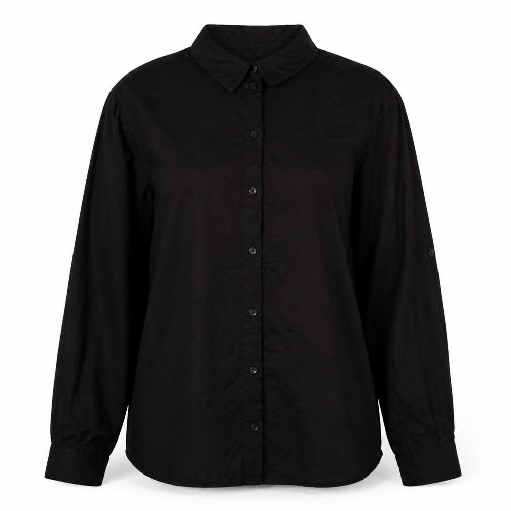 WE Women Black Cotton Button-Up Long Sleeve Shirt M