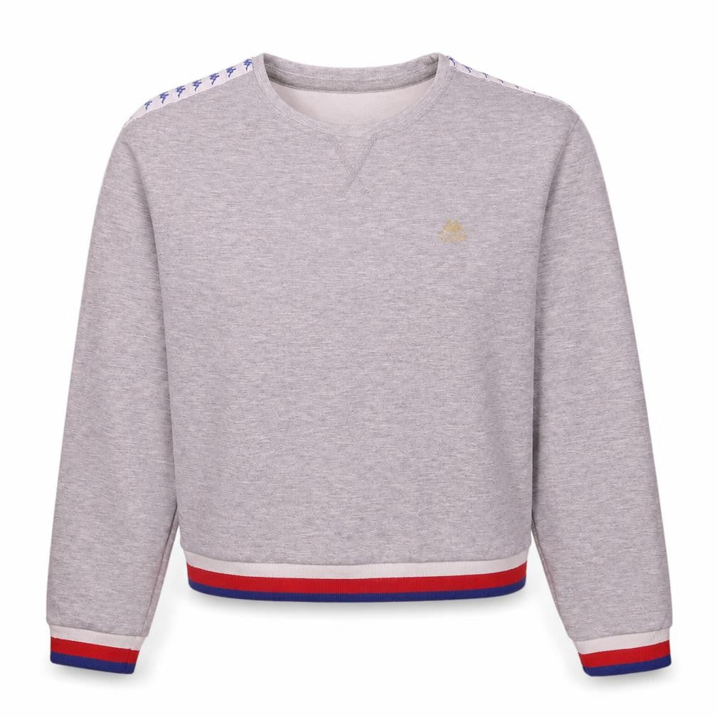 Kappa Women Grey Crew Neck Pullover Sweatshirt Size L