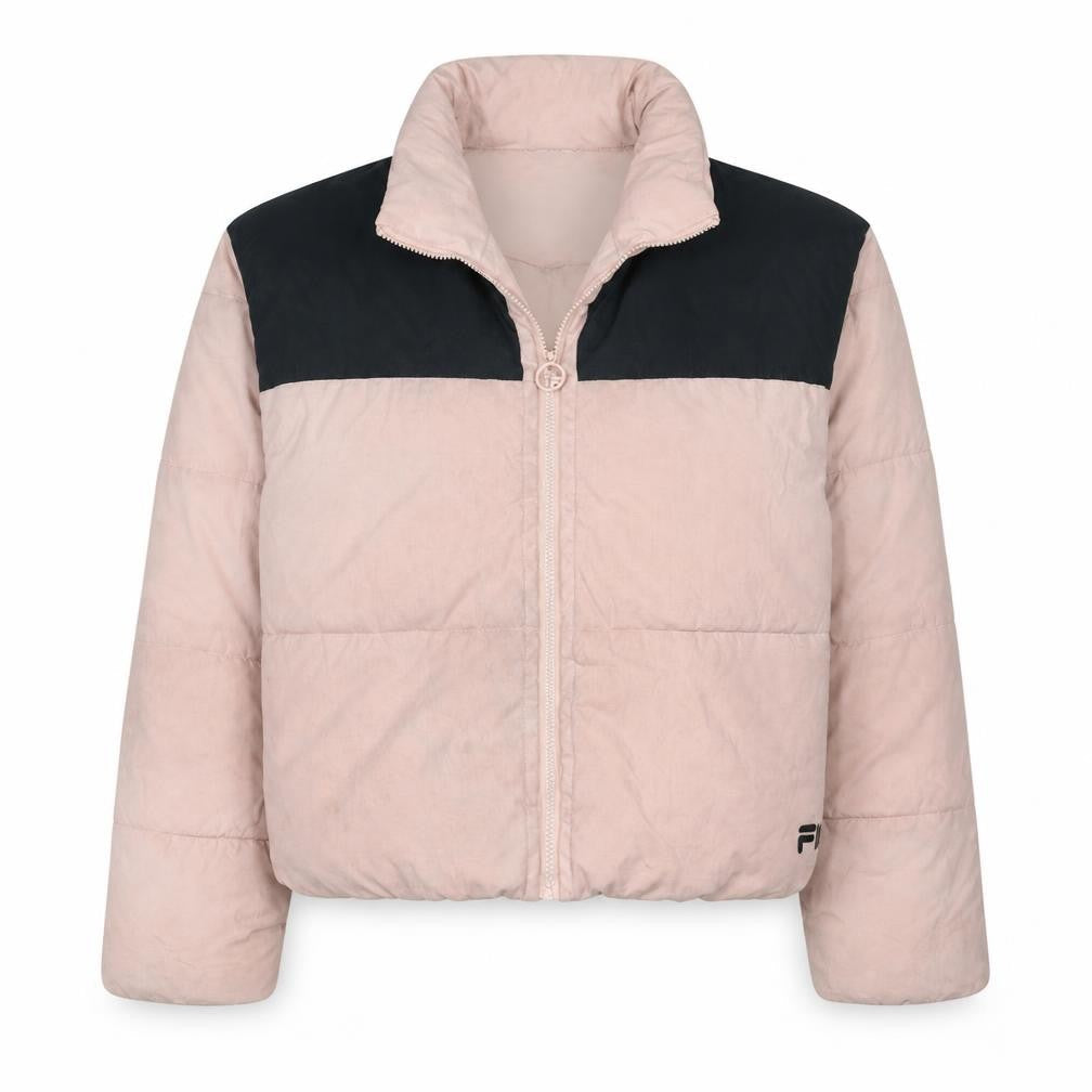 Fila Women Pink Puffer Jacket Size M Full Zip Winter Coat
