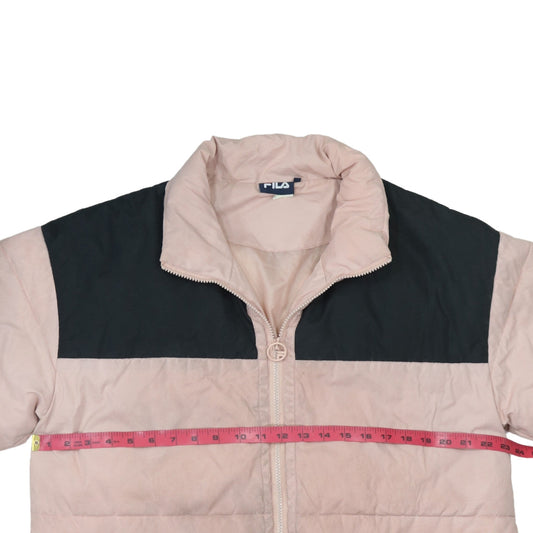 Fila Women Pink Puffer Jacket Size M Full Zip Winter Coat